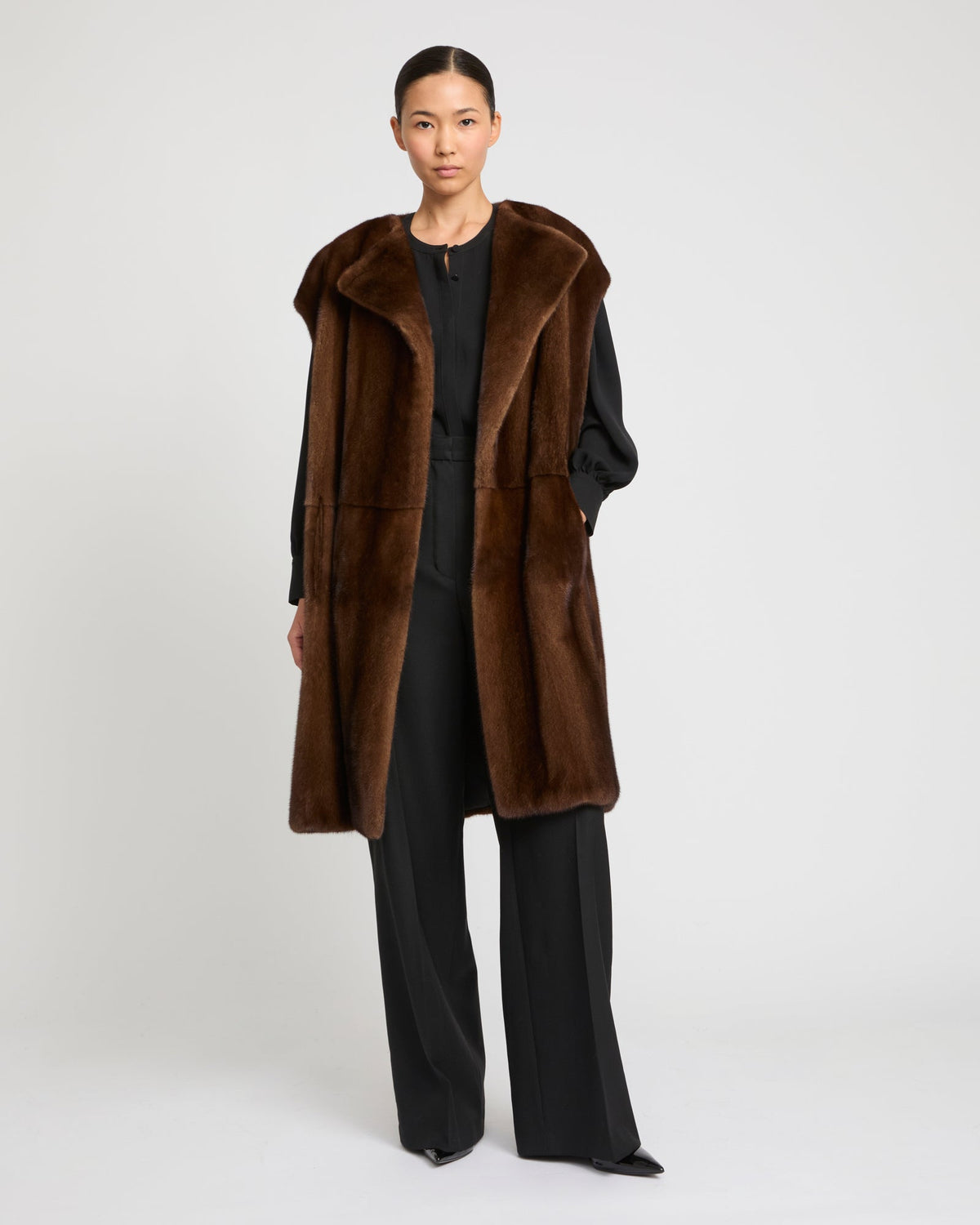 Long-haired mink fur cape