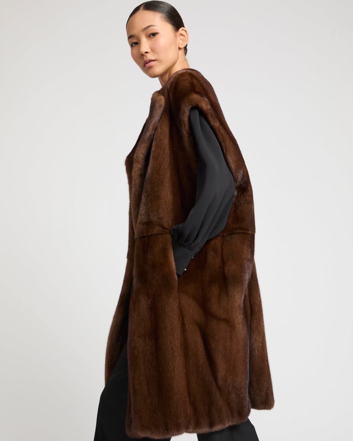 Long-haired mink fur cape