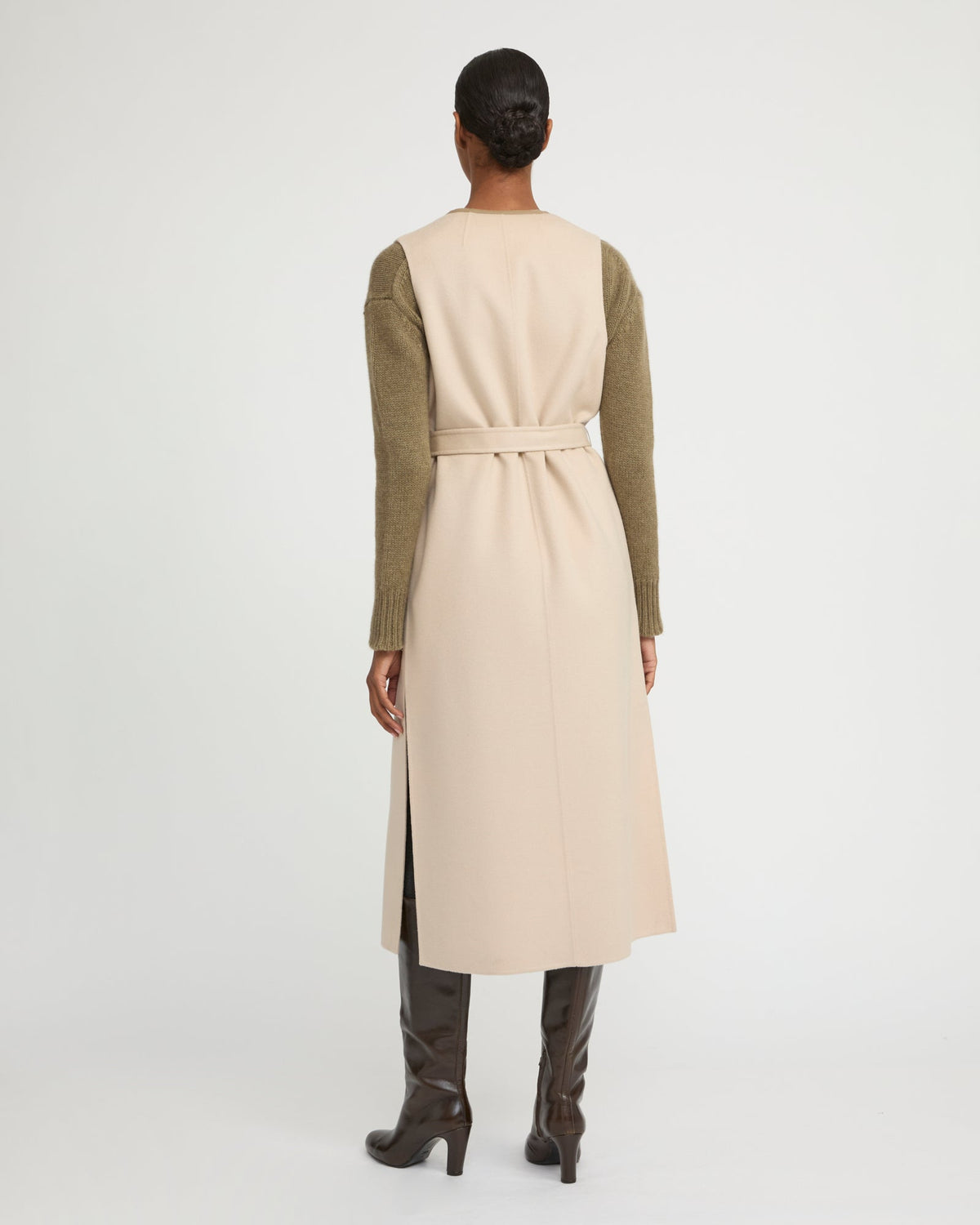 Long double-sided cashmere-blend gilet