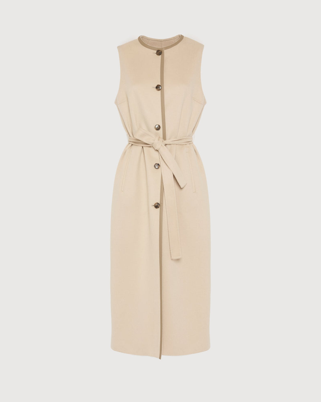 Long double-sided cashmere-blend gilet