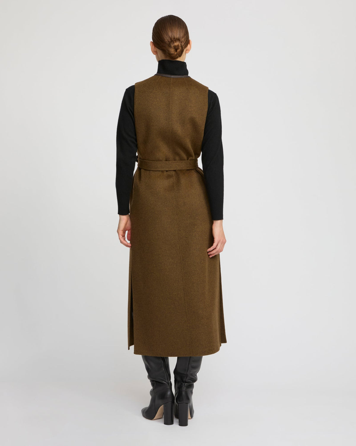 Long double-sided cashmere-blend gilet