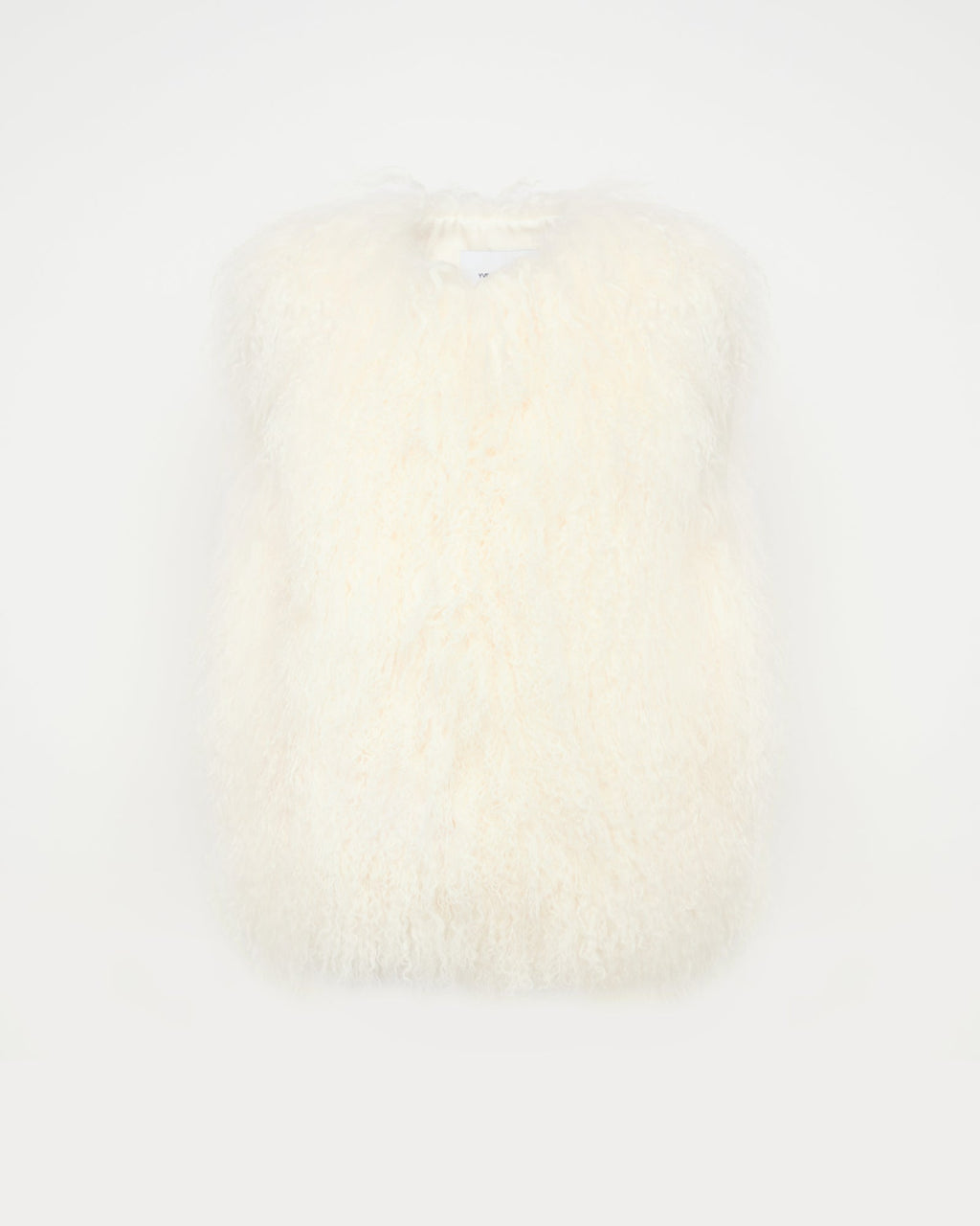 Sleeveless gilet in Mongolian lambskin