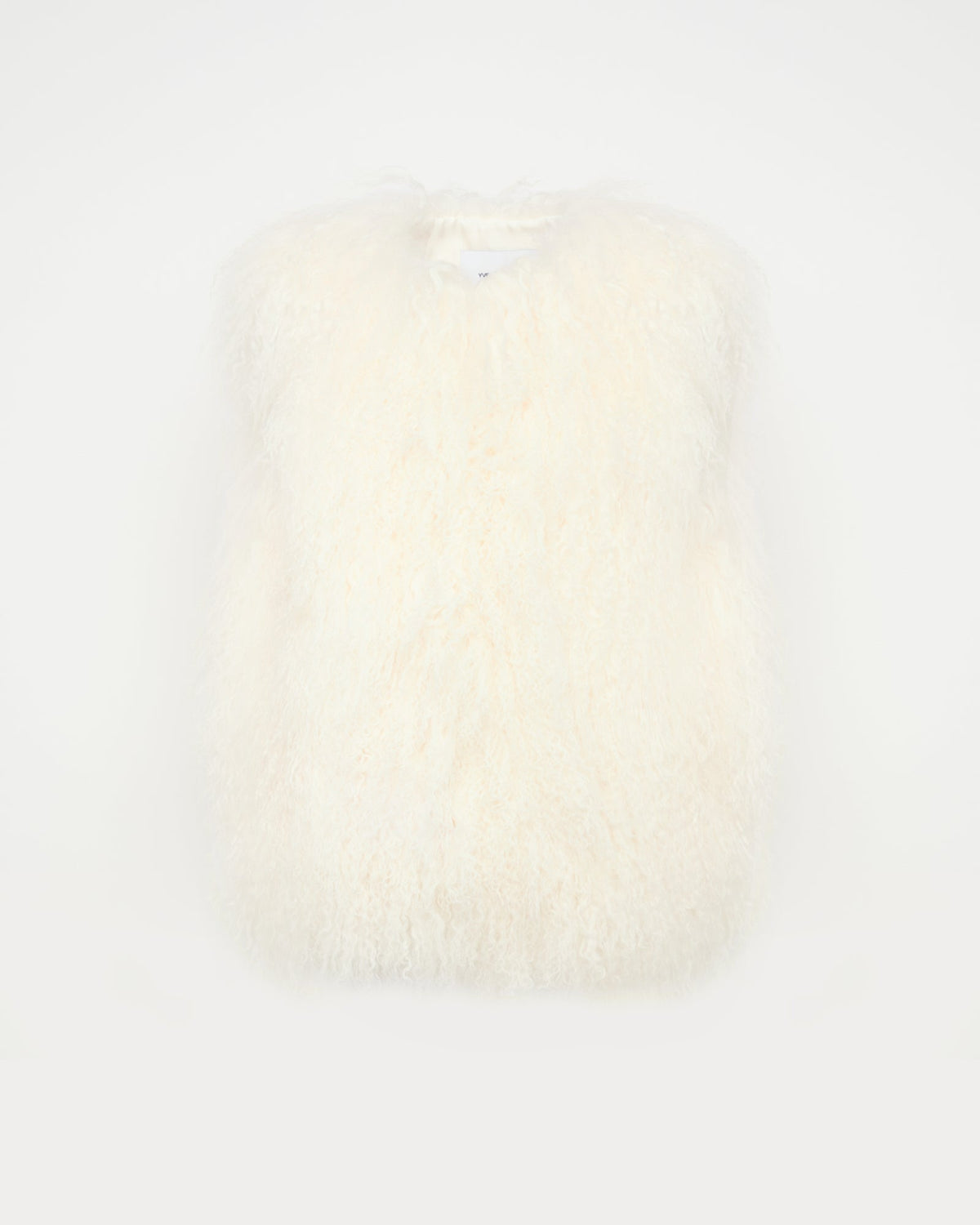 Sleeveless gilet in Mongolian lambskin
