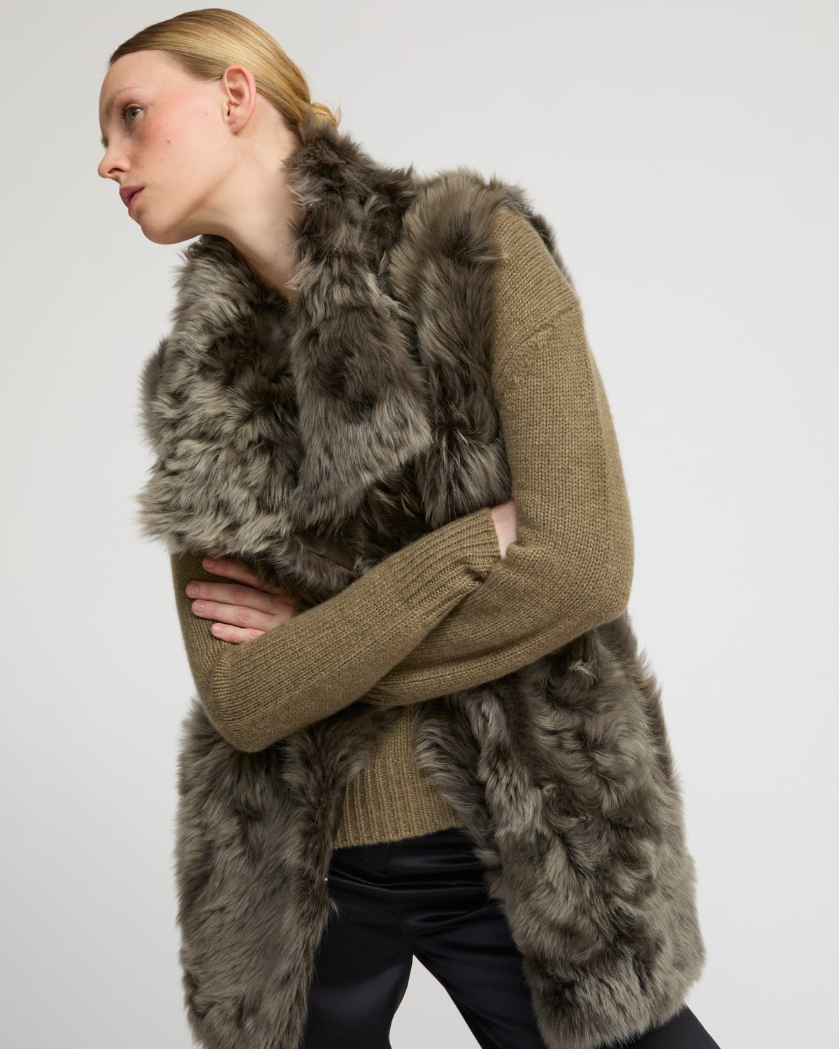 Long reversible gilet in Toscana lambskin