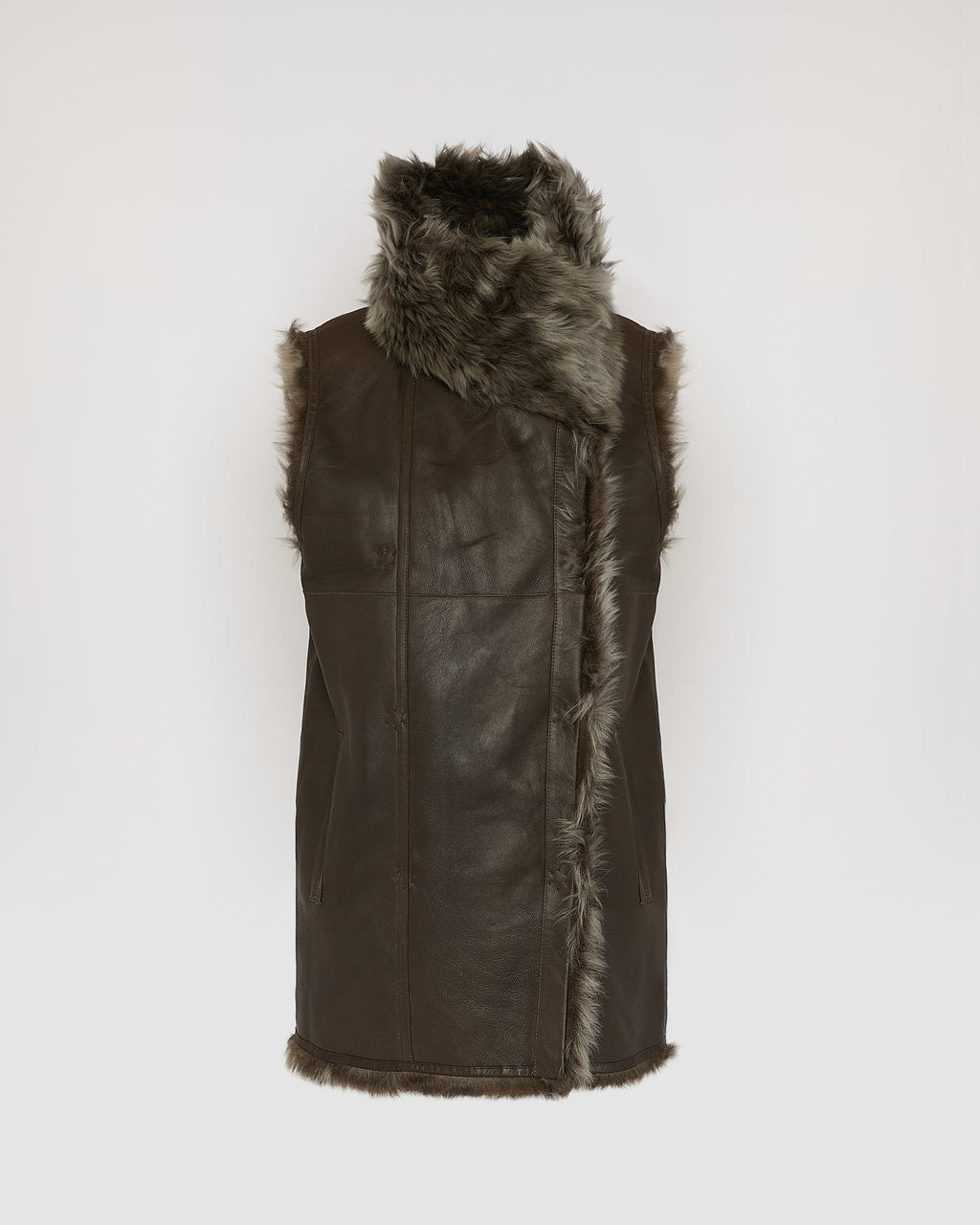 Long reversible gilet in Toscana lambskin