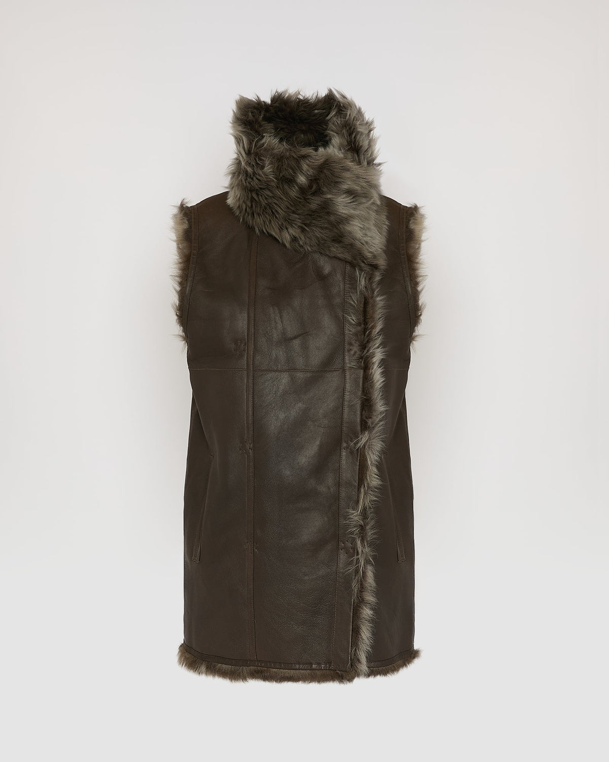 Long reversible gilet in Toscana lambskin