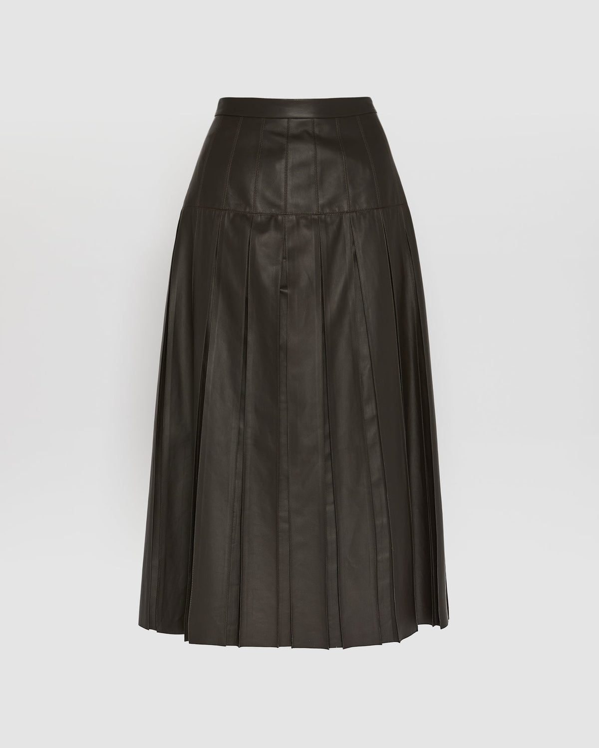 Fine lamb leather pleated skirt