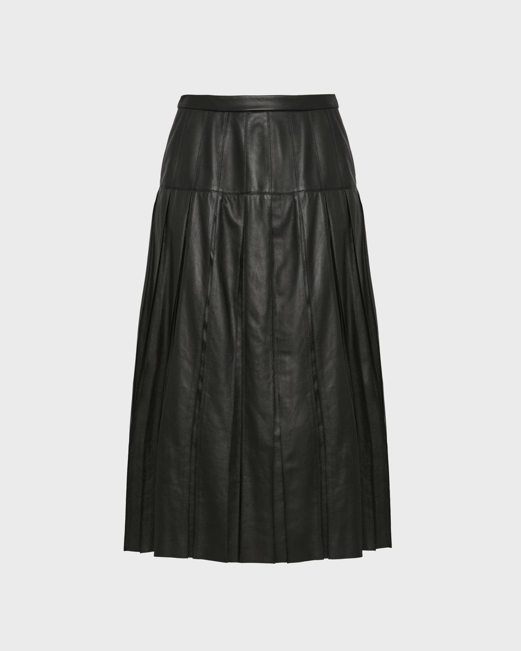 Fine lamb leather pleated skirt