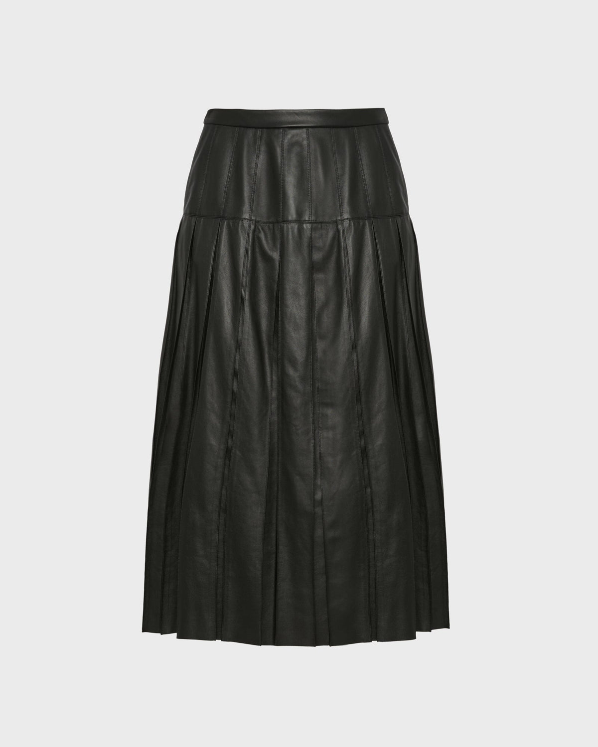 Fine lamb leather pleated skirt
