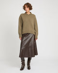 Flared lamb leather skirt