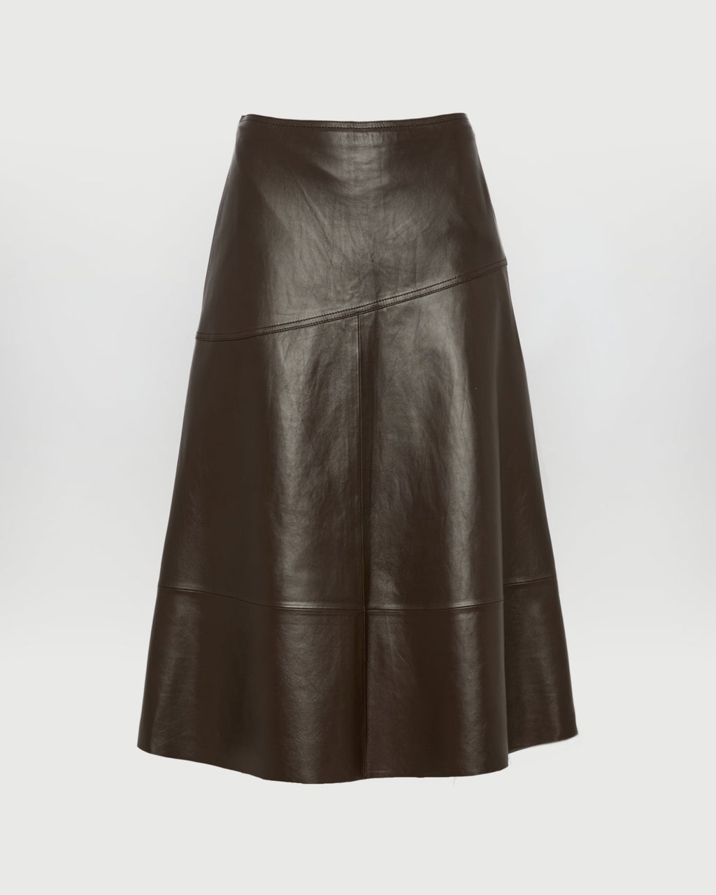 Flared lamb leather skirt
