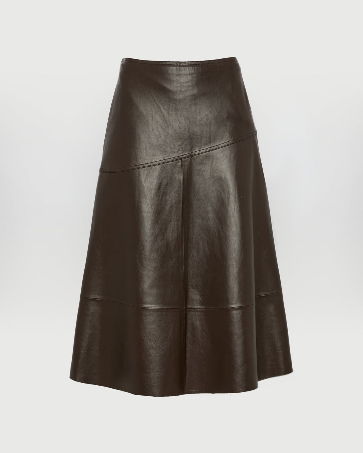 Flared lamb leather skirt