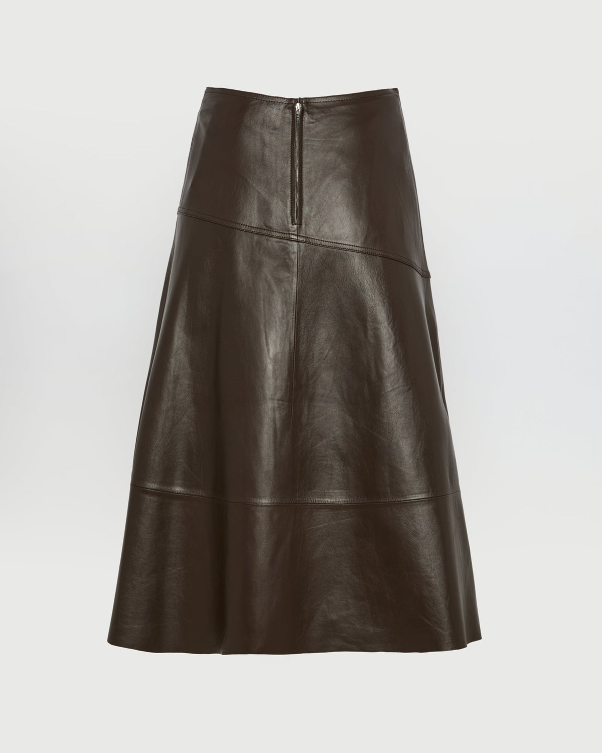 Flared lamb leather skirt