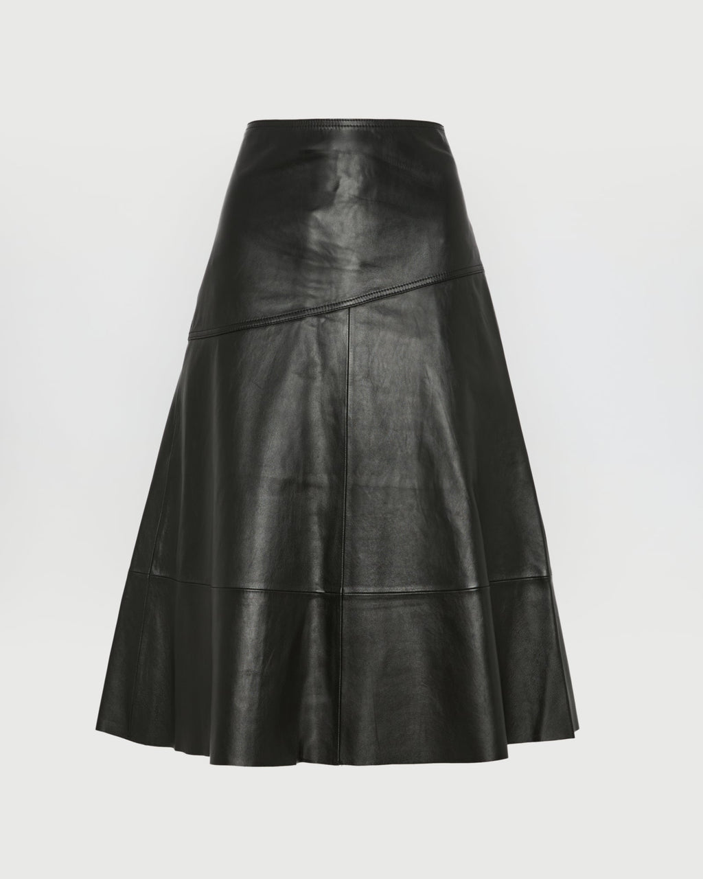 Flared lamb leather skirt
