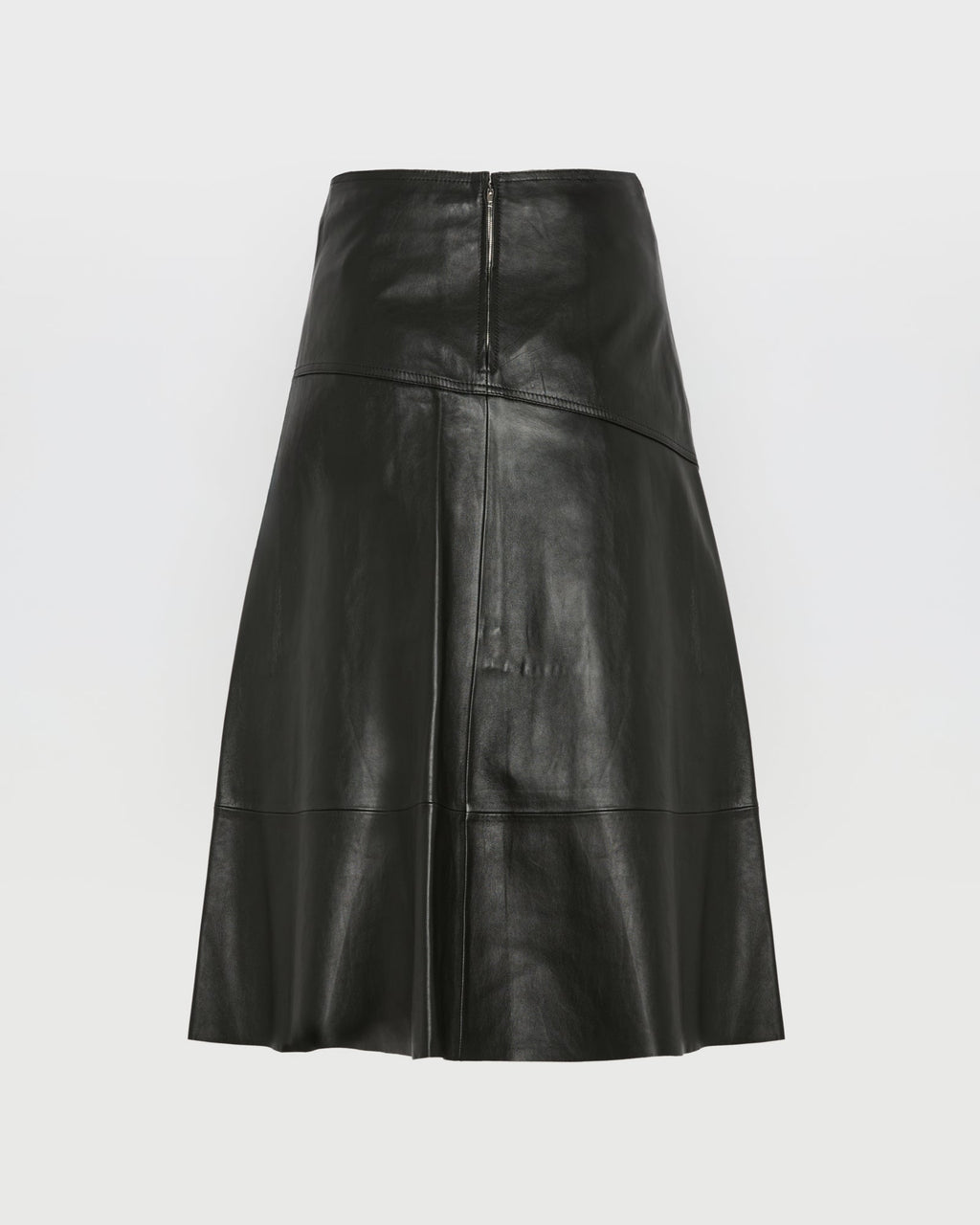 Flared lamb leather skirt