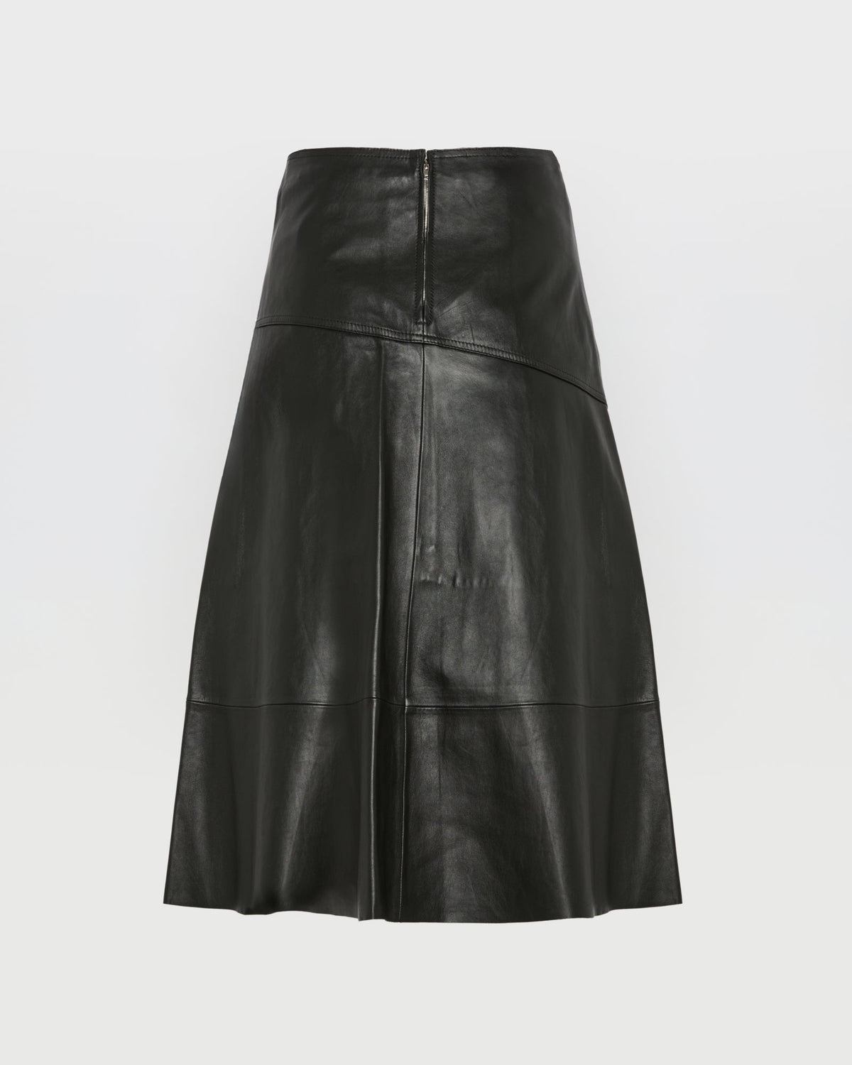 Flared lamb leather skirt