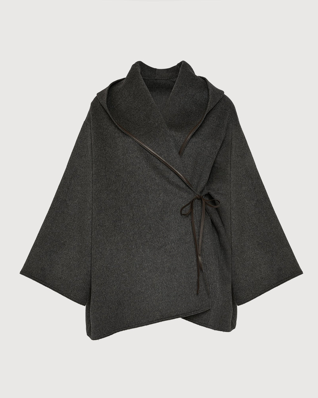 Oversized short coat in double-sided cashmere blend