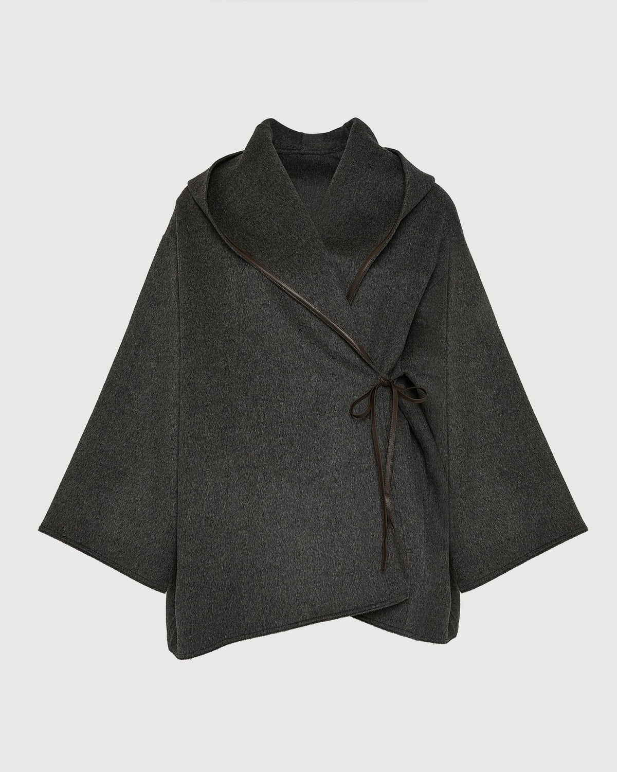 Oversized short coat in double-sided cashmere blend