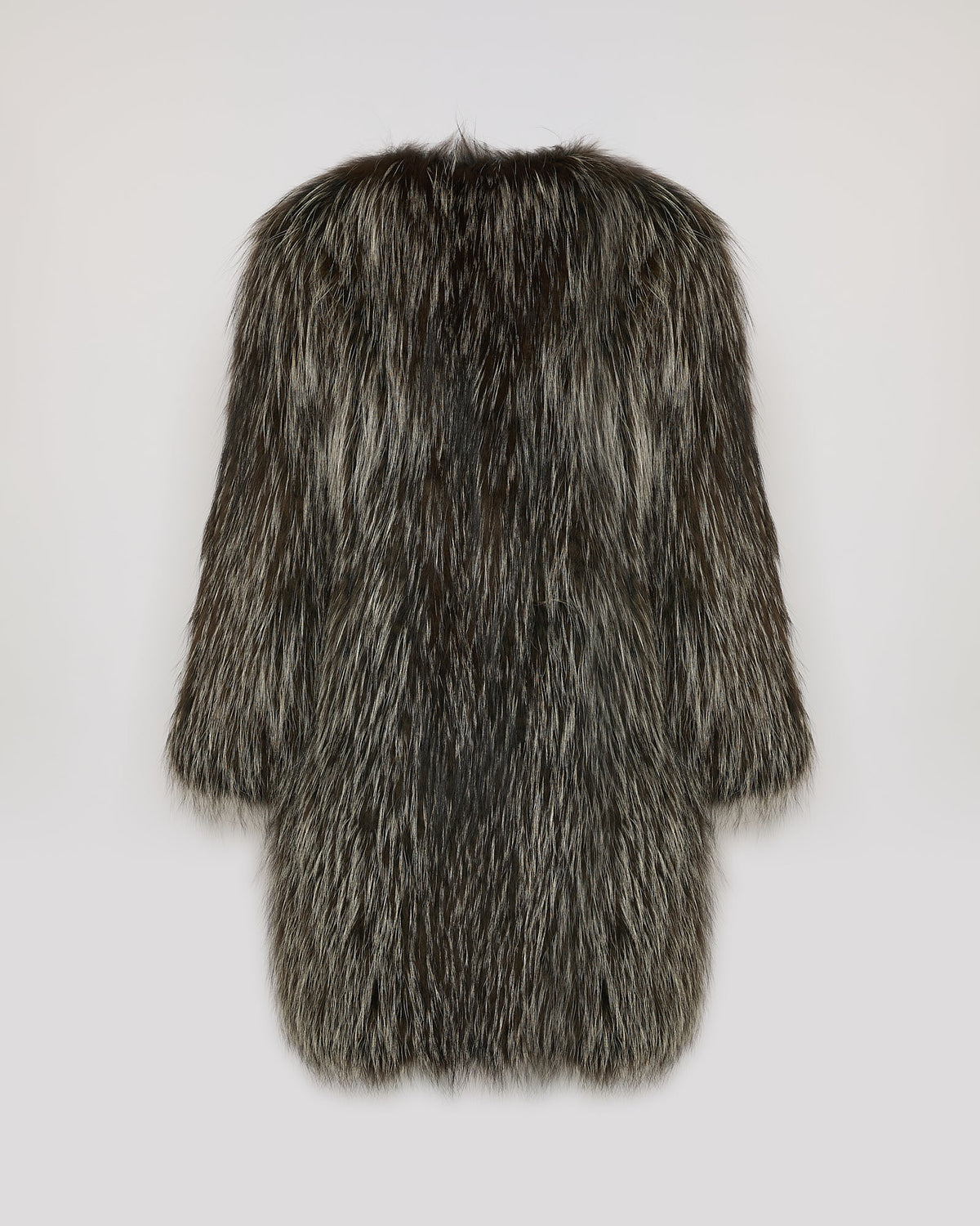 Long jacket in knitted fox fur
