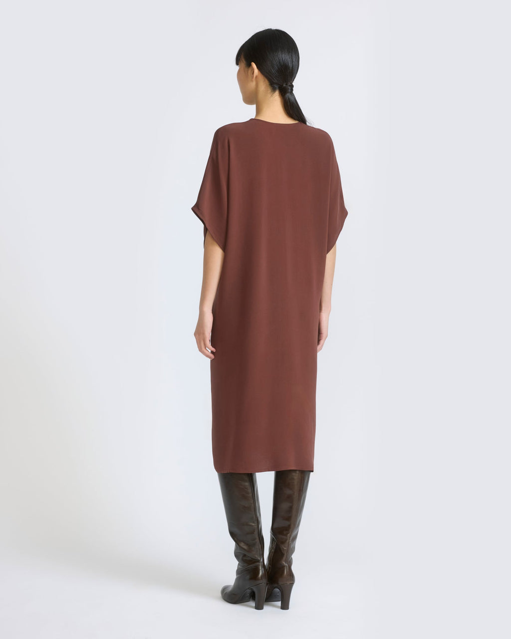 Draped dress in silk crepe