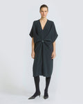 Draped dress in silk crepe