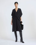Draped dress in silk crepe