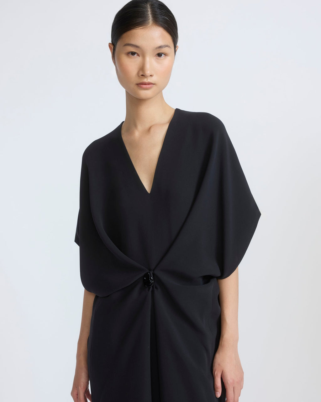 Draped dress in silk crepe