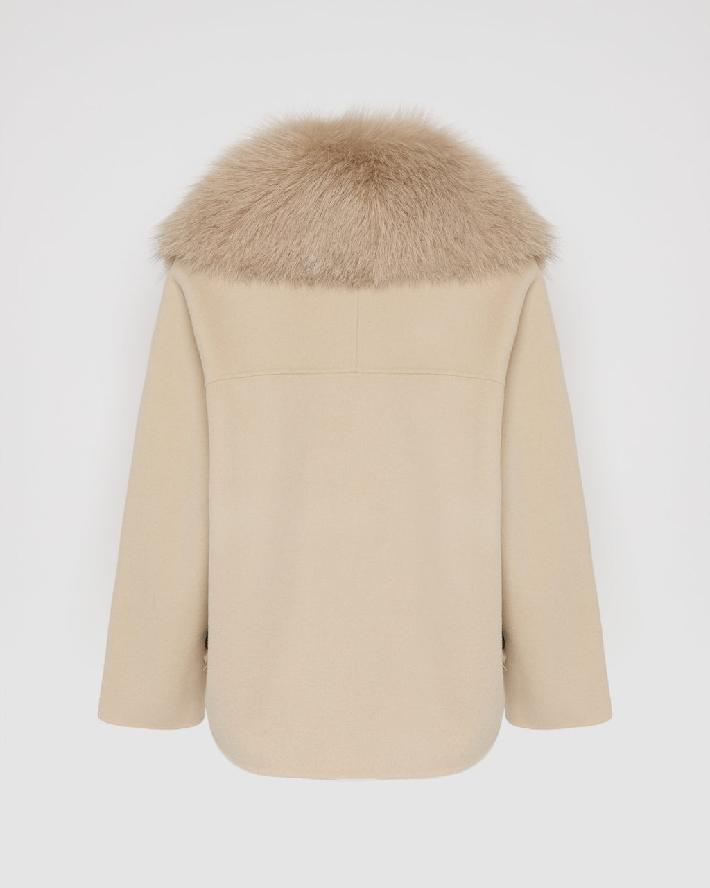 Cashmere-blend pea jacket with removable fox fur collar