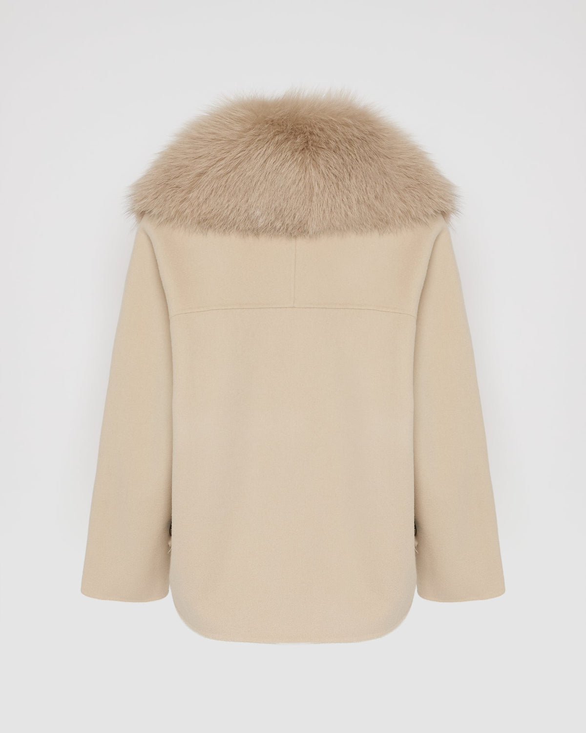 Cashmere-blend pea jacket with removable fox fur collar