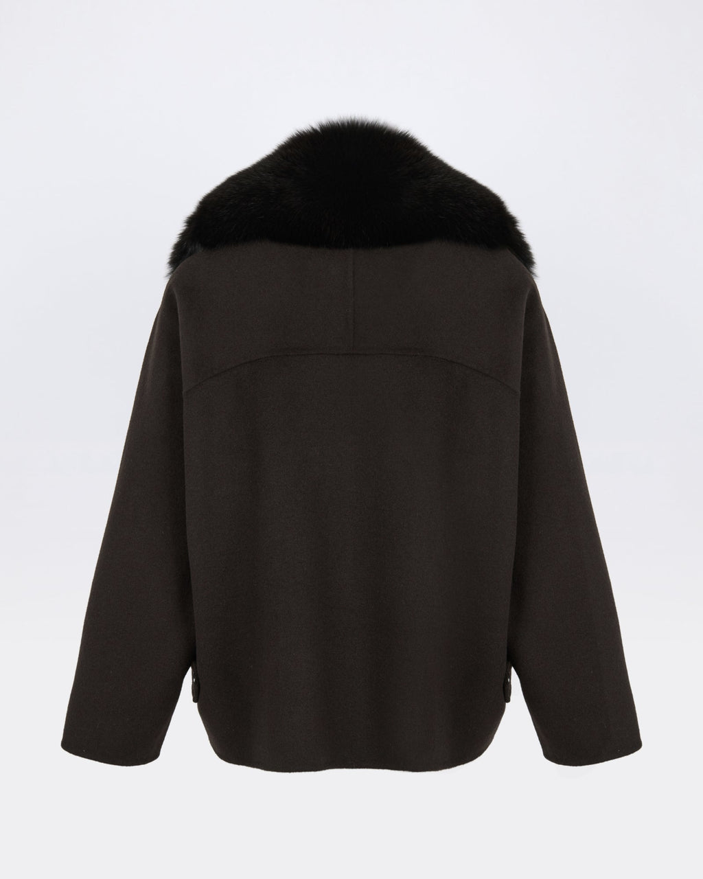 Cashmere-blend pea jacket with removable fox fur collar