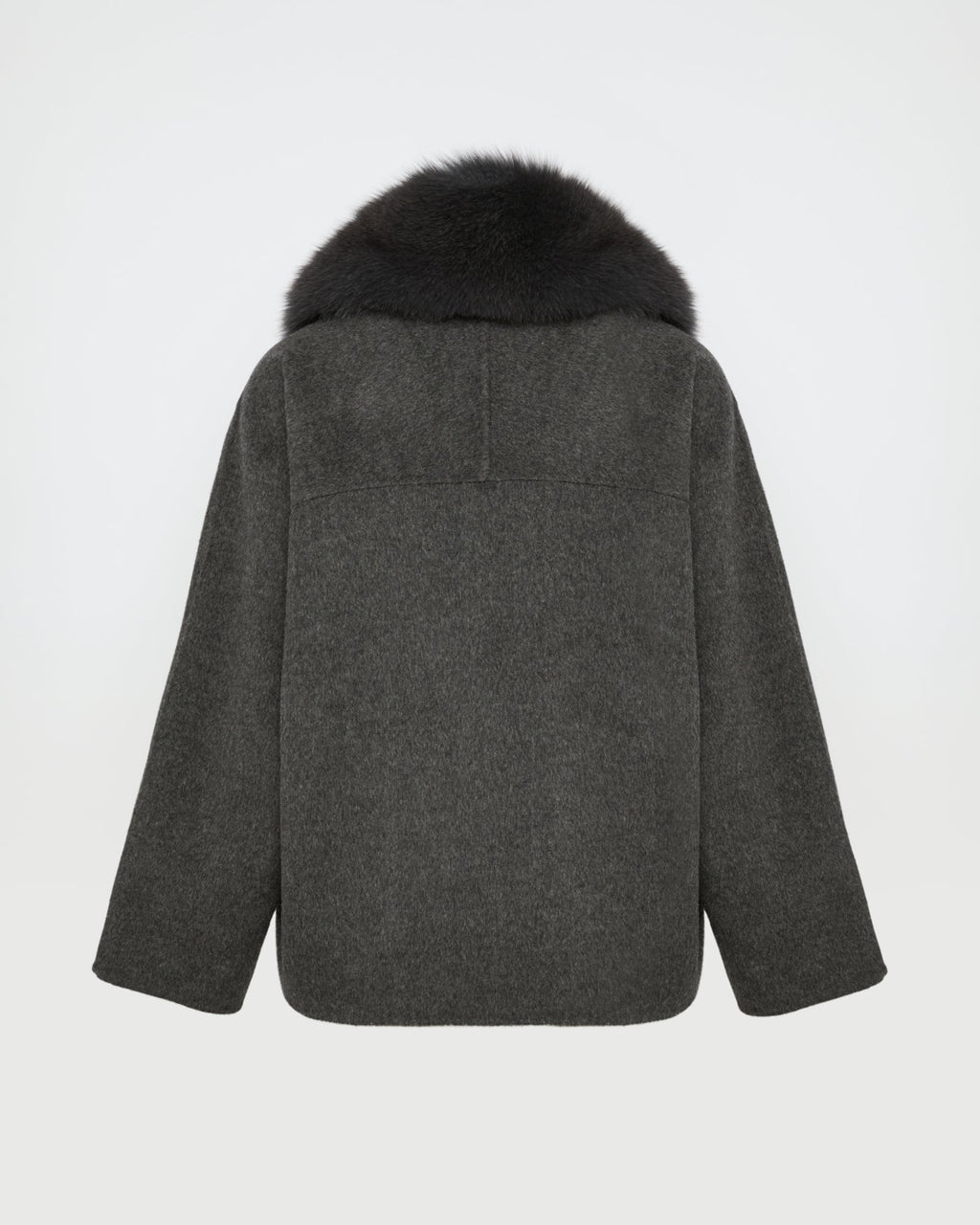 Cashmere-blend pea jacket with removable fox fur collar