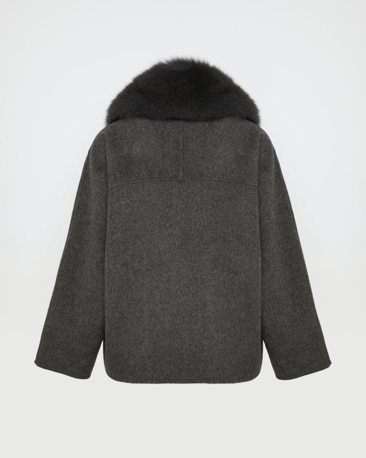 Cashmere-blend pea jacket with removable fox fur collar