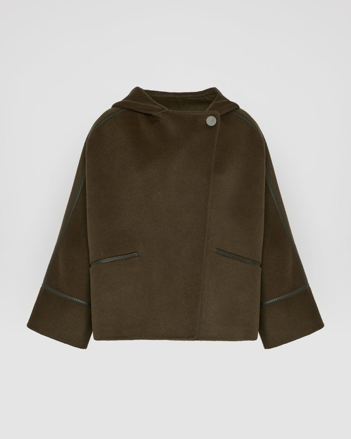 Double-sided cashmere-blend hooded cape jacket
