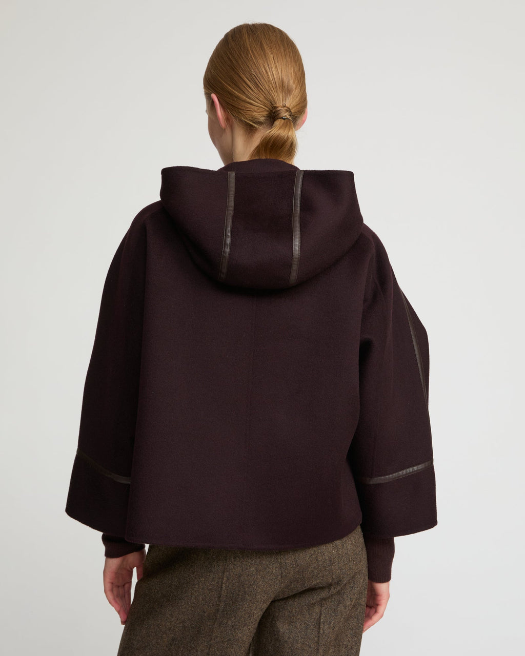 Double-sided cashmere-blend hooded cape jacket