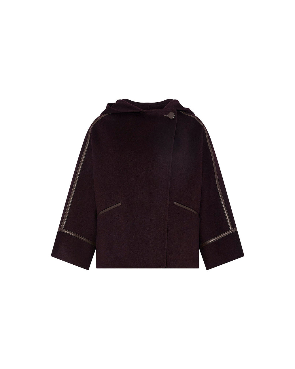 Double-sided cashmere-blend hooded cape jacket