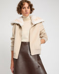 Cashmere-blend cropped blouson with removable mink fur collar