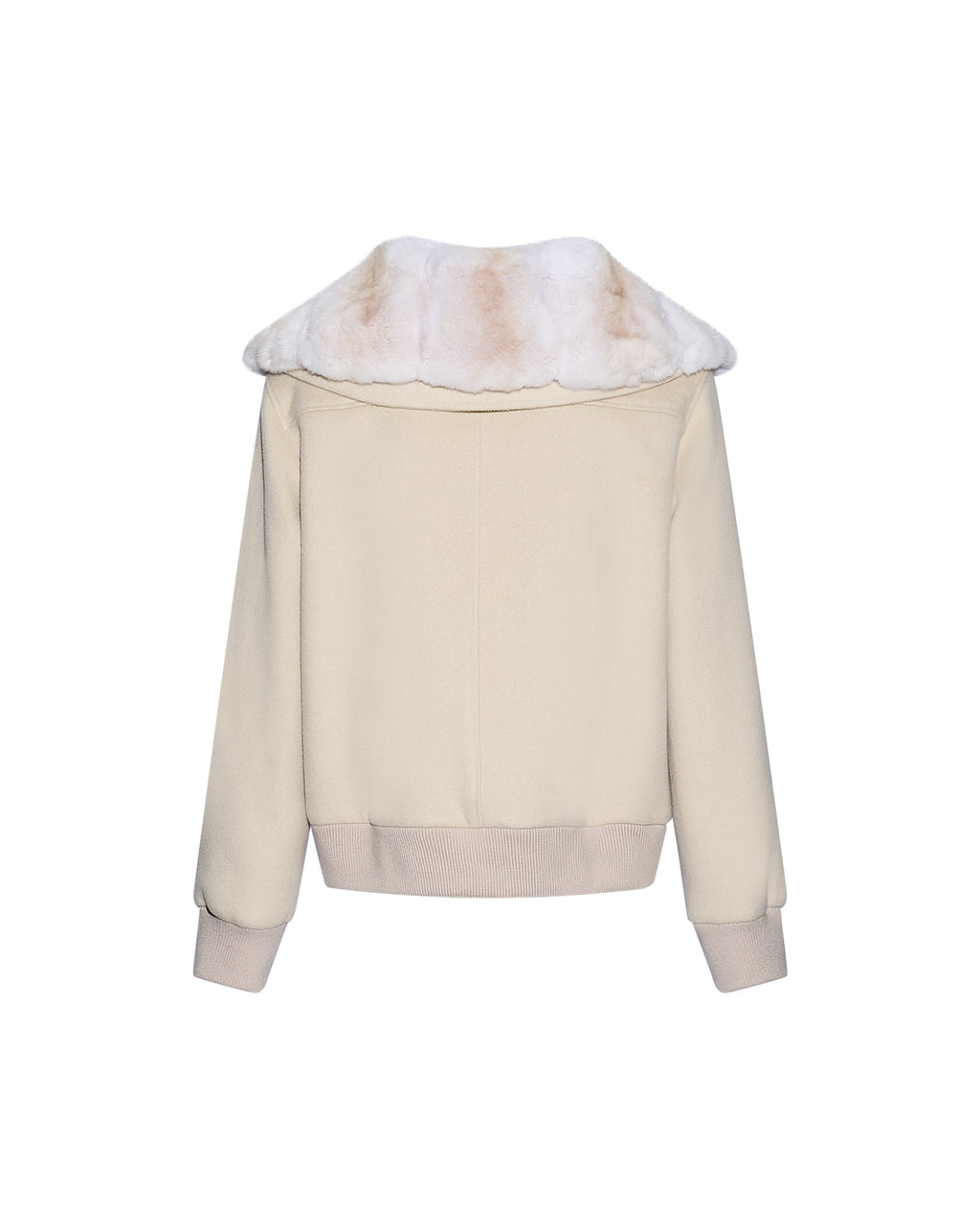 Cashmere-blend cropped blouson with removable mink fur collar