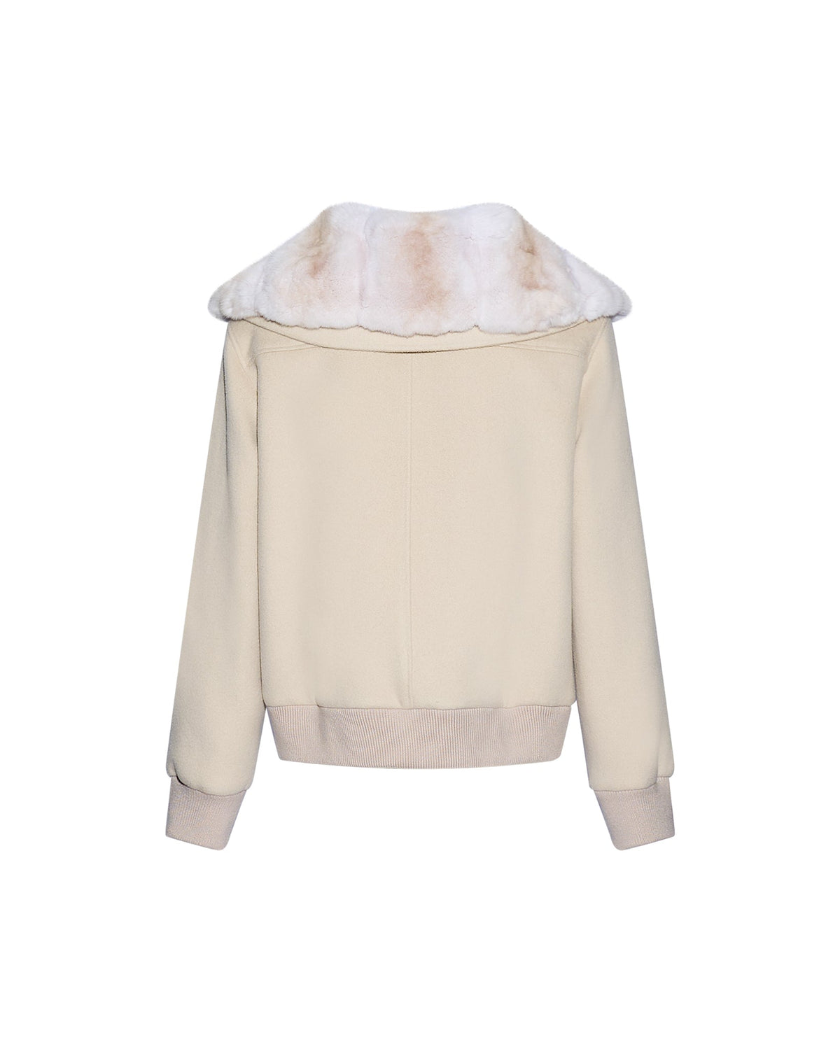Cashmere-blend cropped blouson with removable mink fur collar