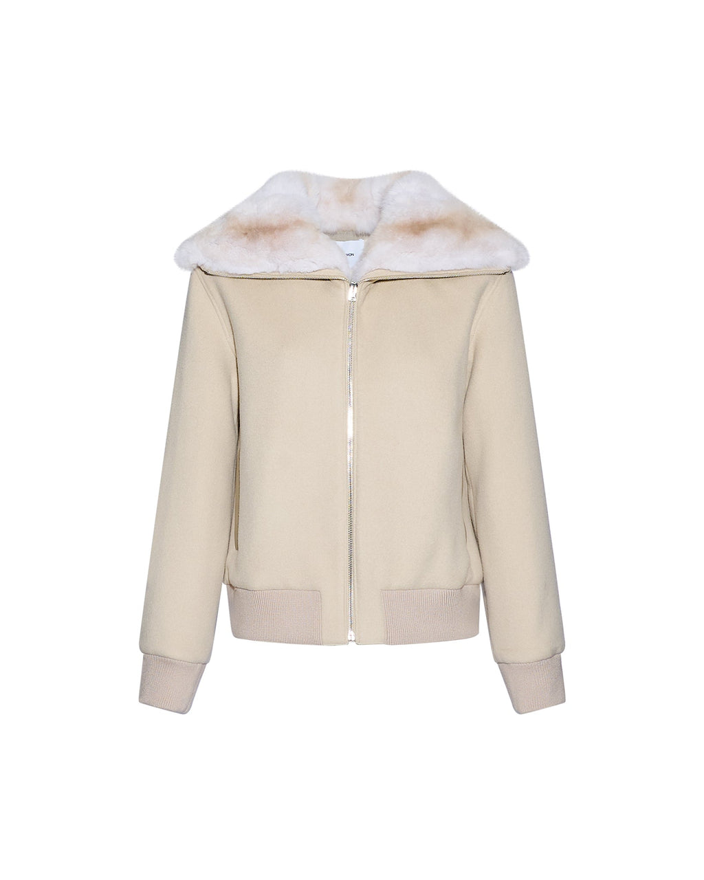 Cashmere-blend cropped blouson with removable mink fur collar