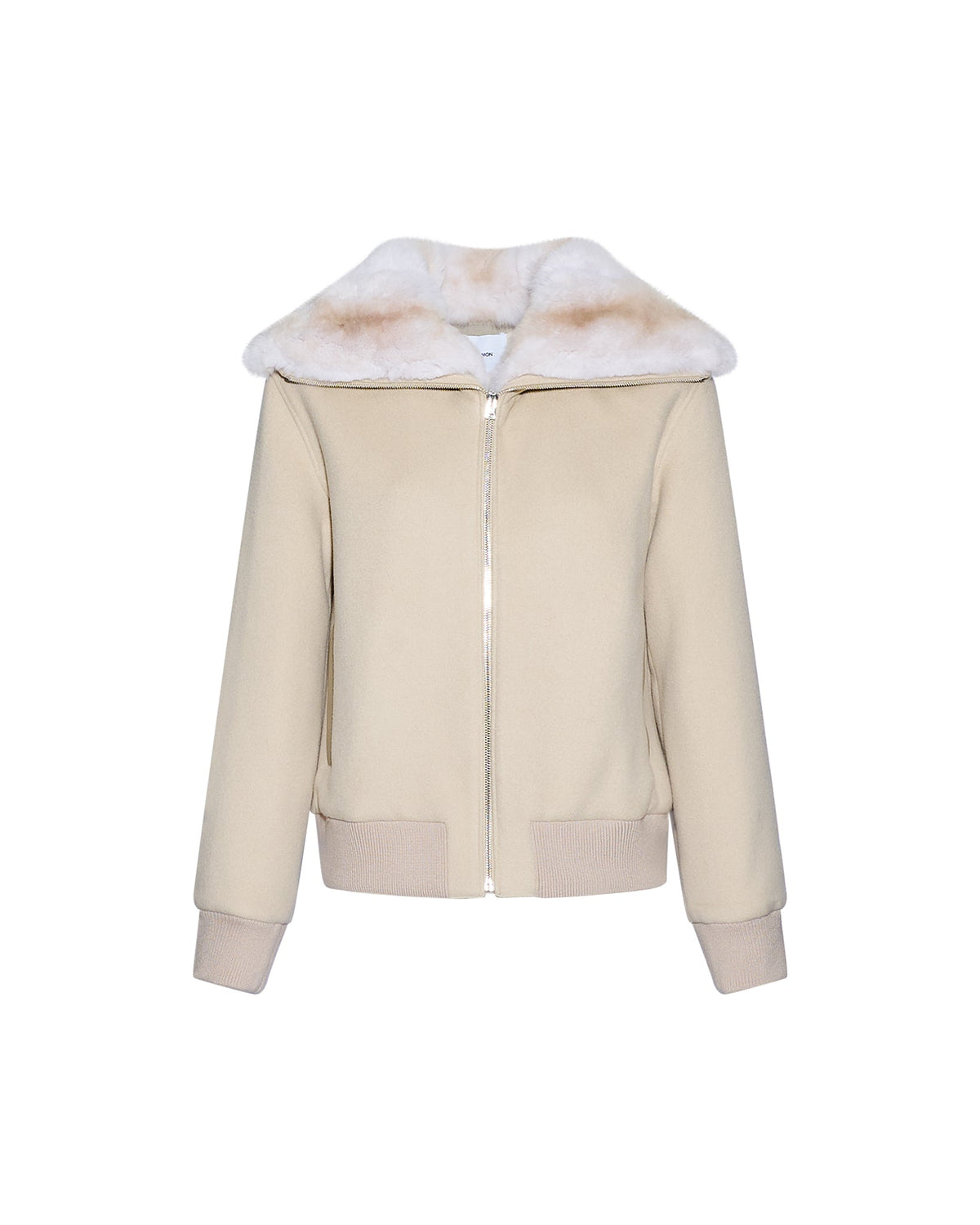 Cashmere-blend cropped blouson with removable mink fur collar