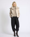 Cashmere-blend cropped blouson with removable mink fur collar