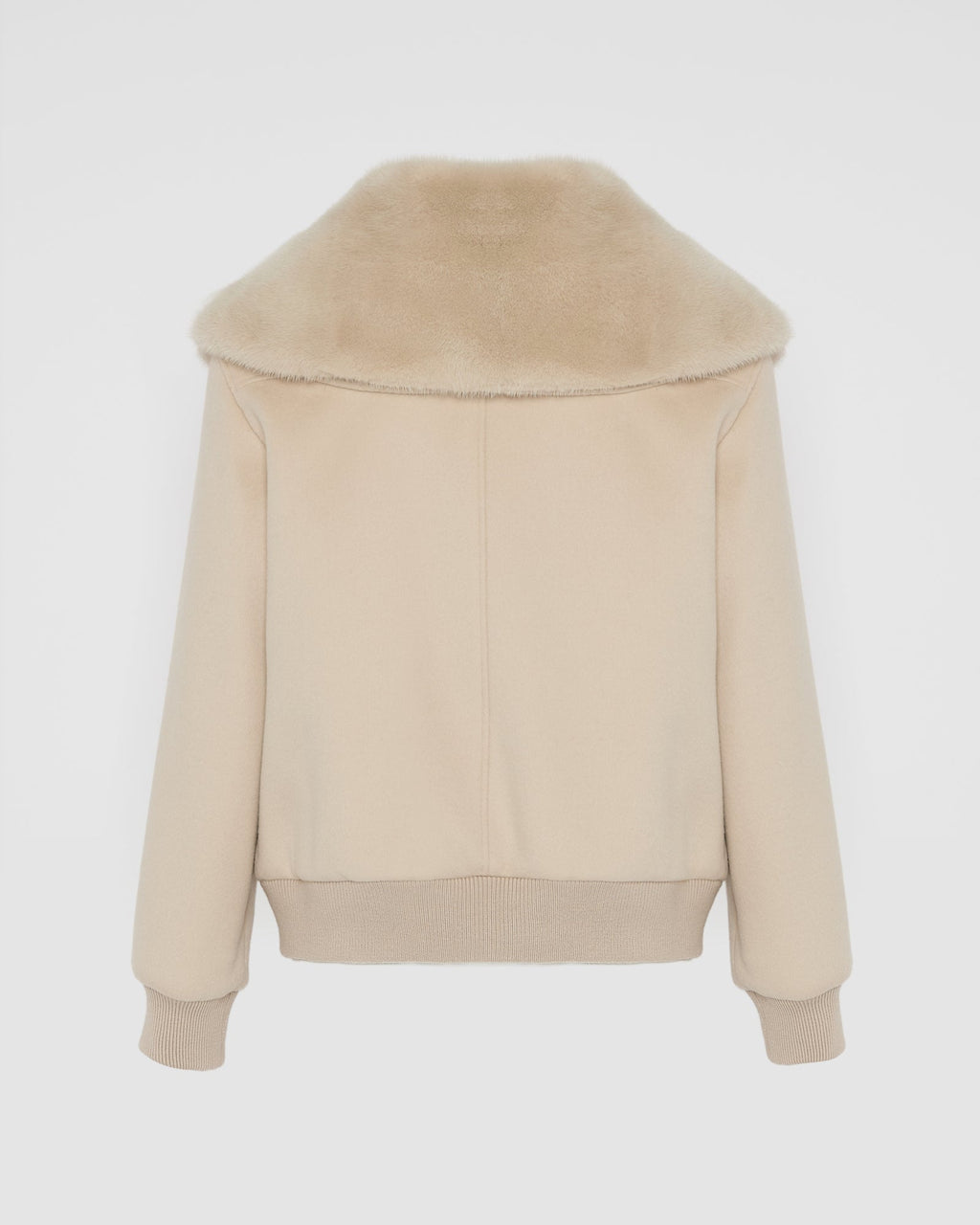 Cashmere-blend cropped blouson with removable mink fur collar