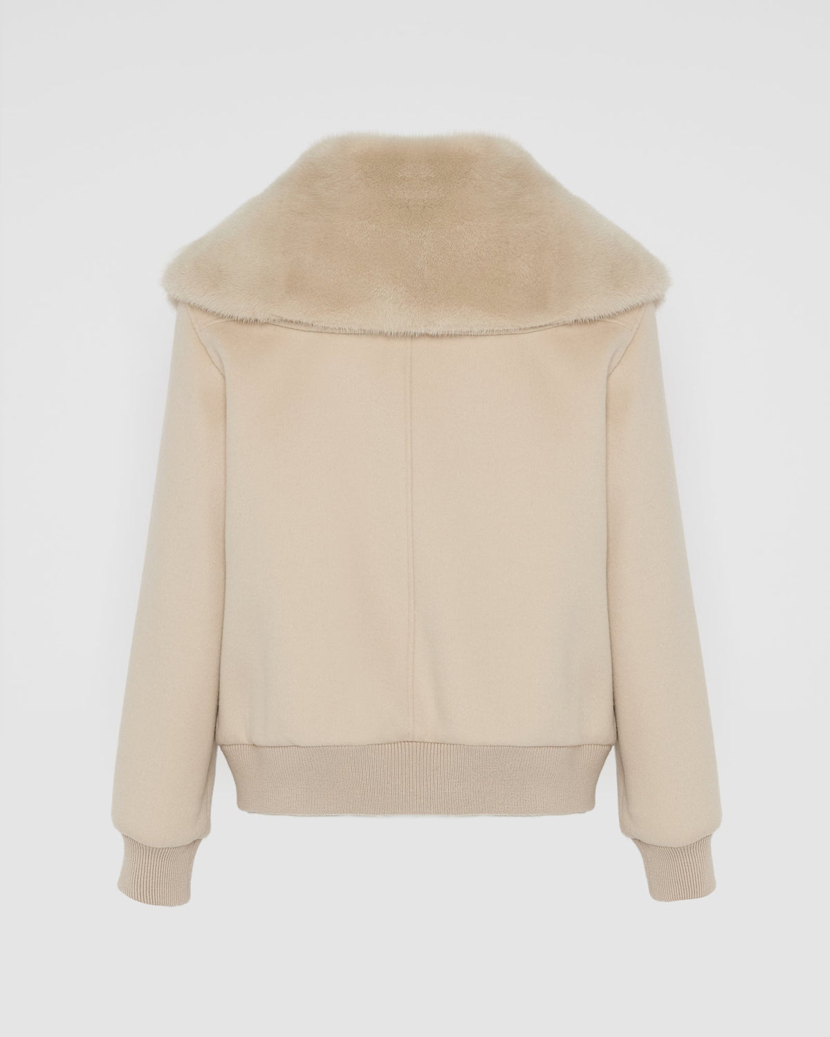 Cashmere-blend cropped blouson with removable mink fur collar