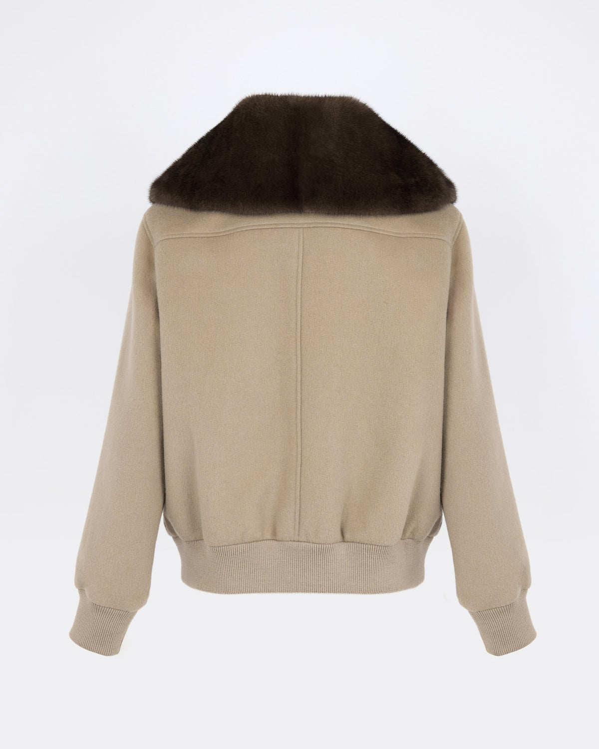 Cashmere-blend cropped blouson with removable mink fur collar