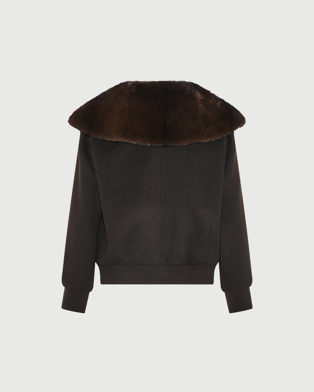 Cashmere-blend cropped blouson with removable mink fur collar