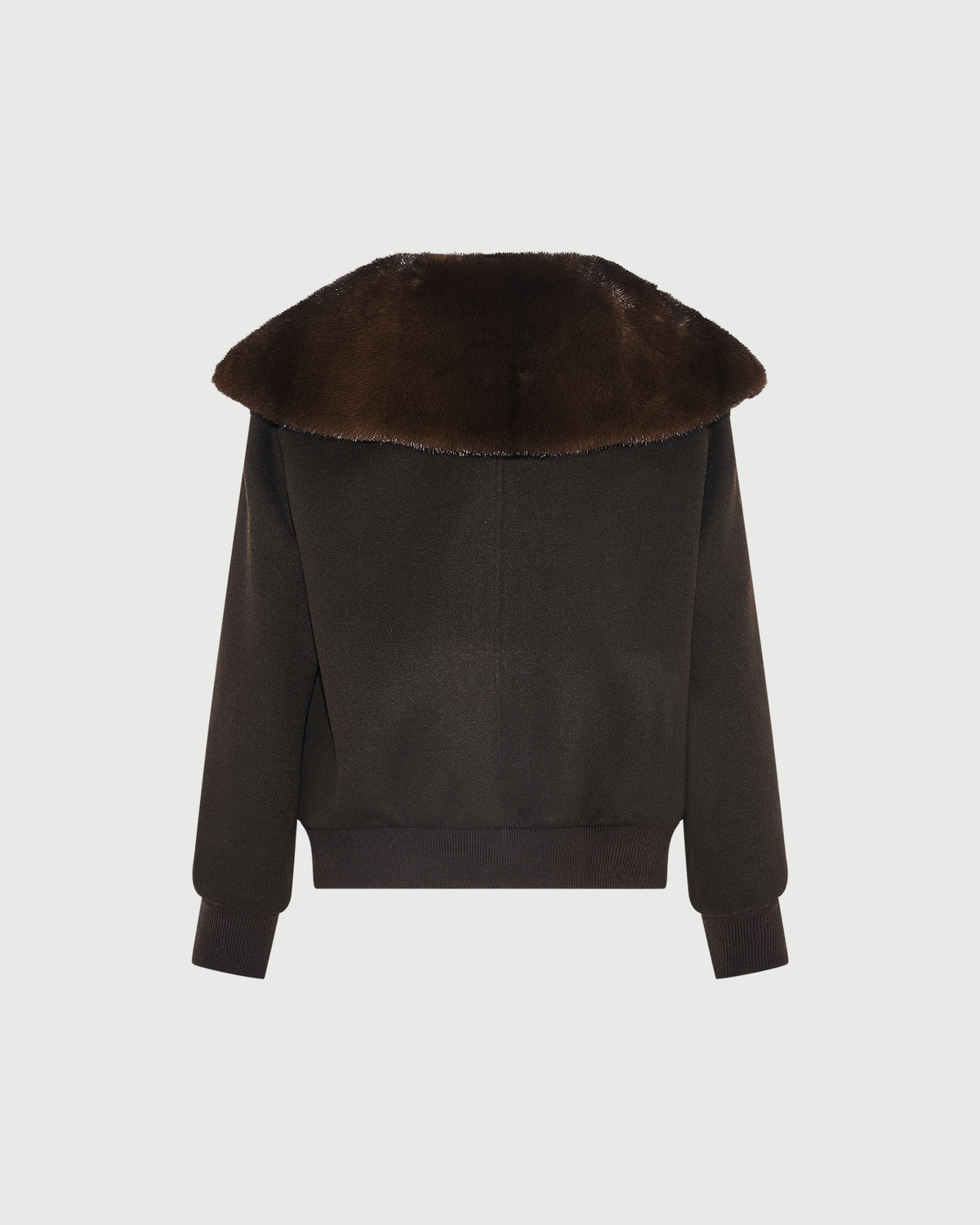 Cashmere-blend cropped blouson with removable mink fur collar