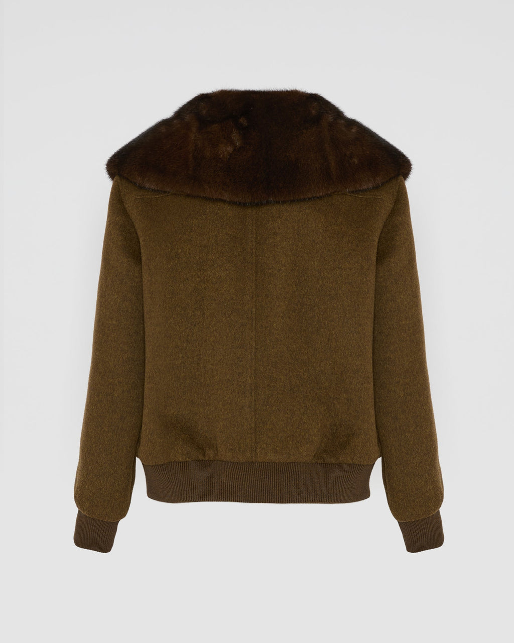 Cashmere-blend cropped blouson with removable mink fur collar