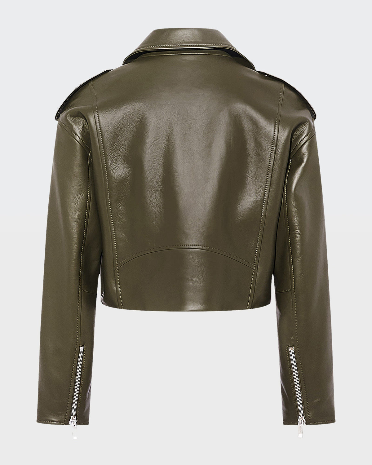 Cropped lambskin biker jacket