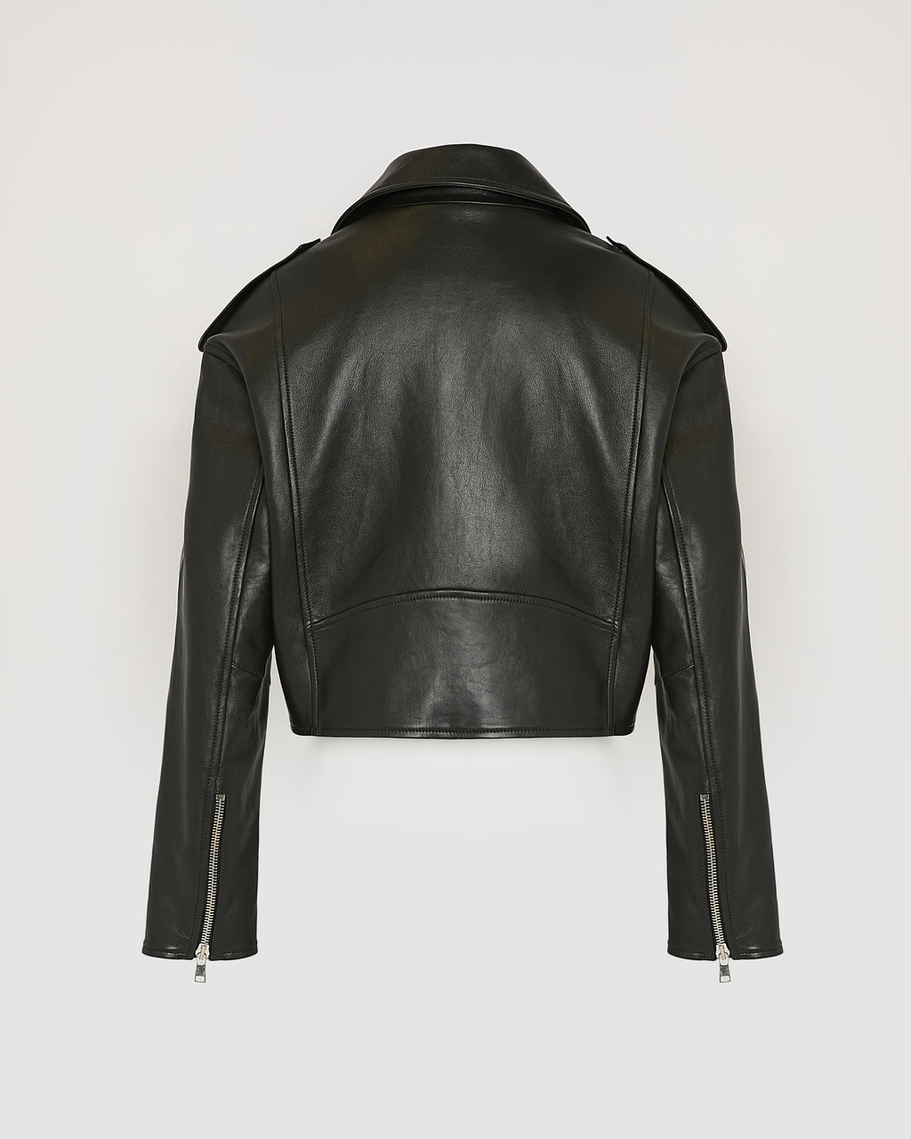 Cropped lambskin biker jacket