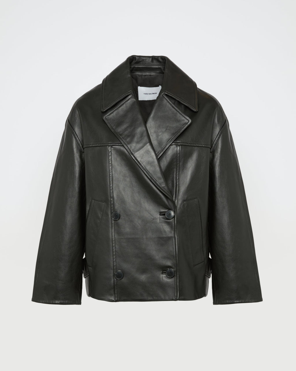 Lamb leather peacoat